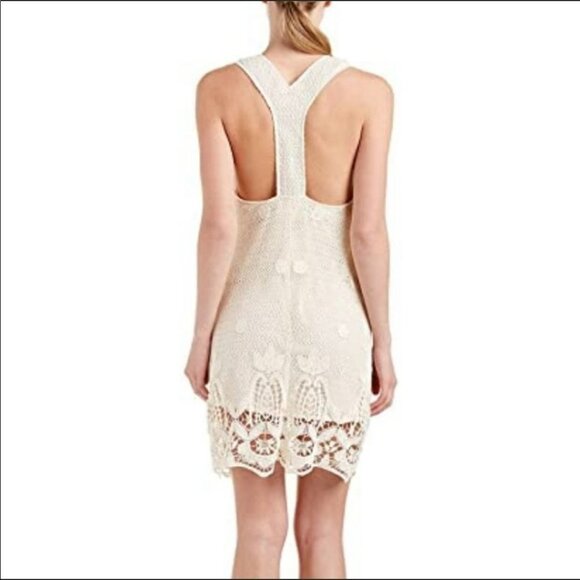 Maje Paris Creme Ecru Rye crochet sleeveless  mini dress lace hem racerback 3 - Picture 14 of 16